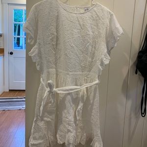 PRINCESS POLLY FLUTTER SLEEVE EYELET DRESS